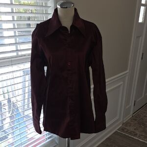 Elegant Burgundy Women's Button Down Shirt